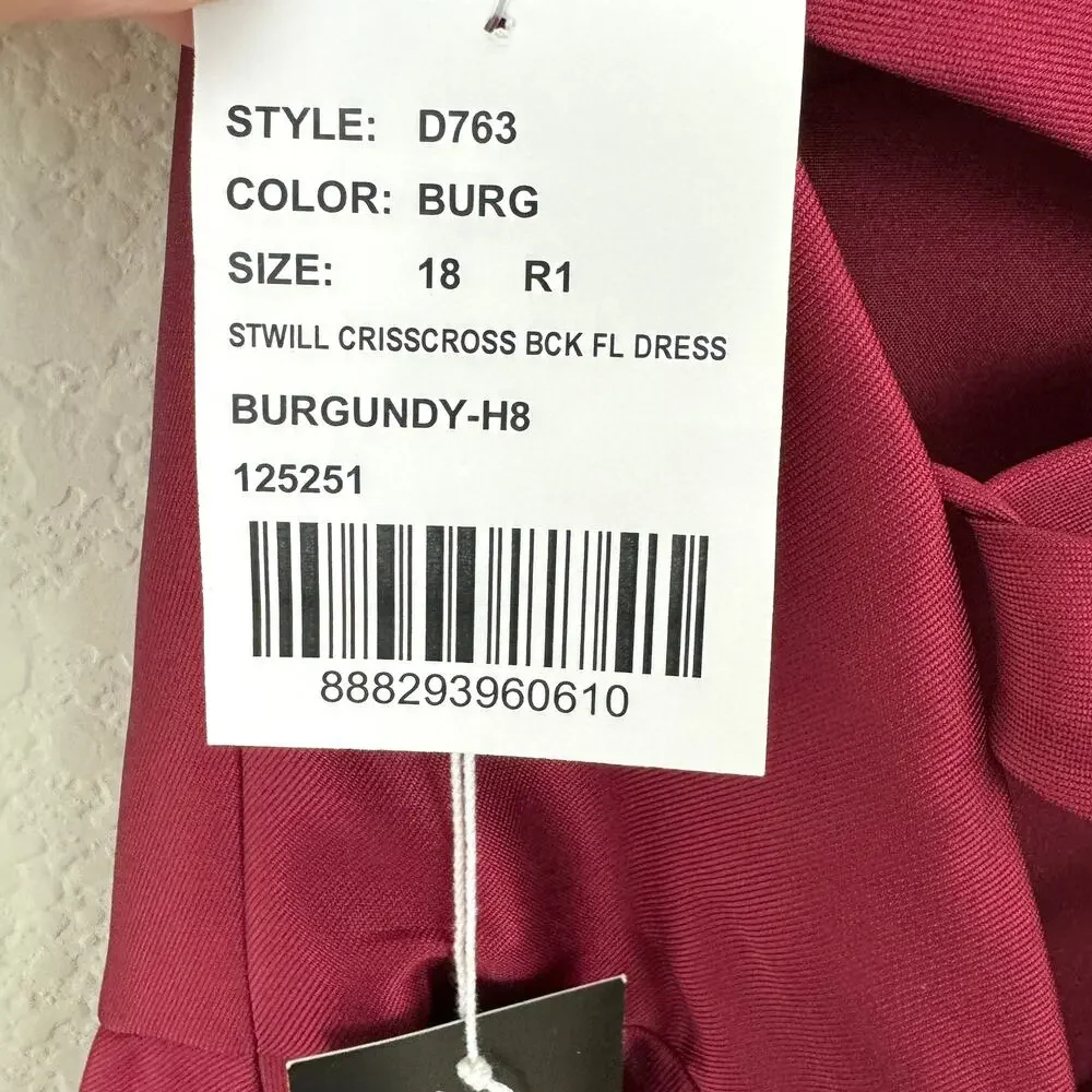 Red Dress - Alfred Sung Formal Dress, Burgundy Size 18 - Picture 6 of 14